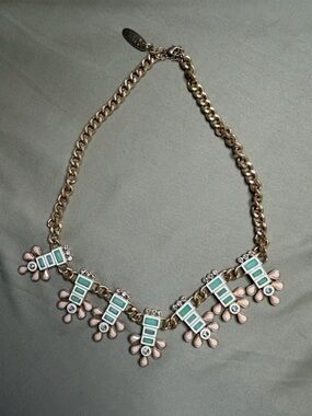 Plunder Gold-Tone Mint & Blush Statement Necklace - excellent quality